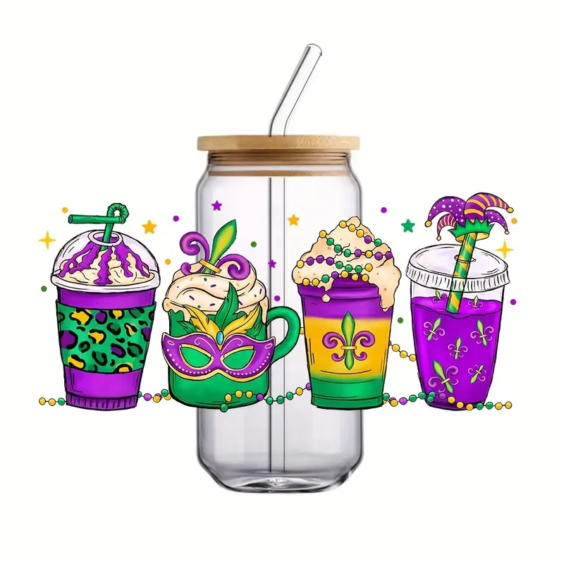 Mardi Gras Luisiana Party Cup Glass Can - 20 oz
