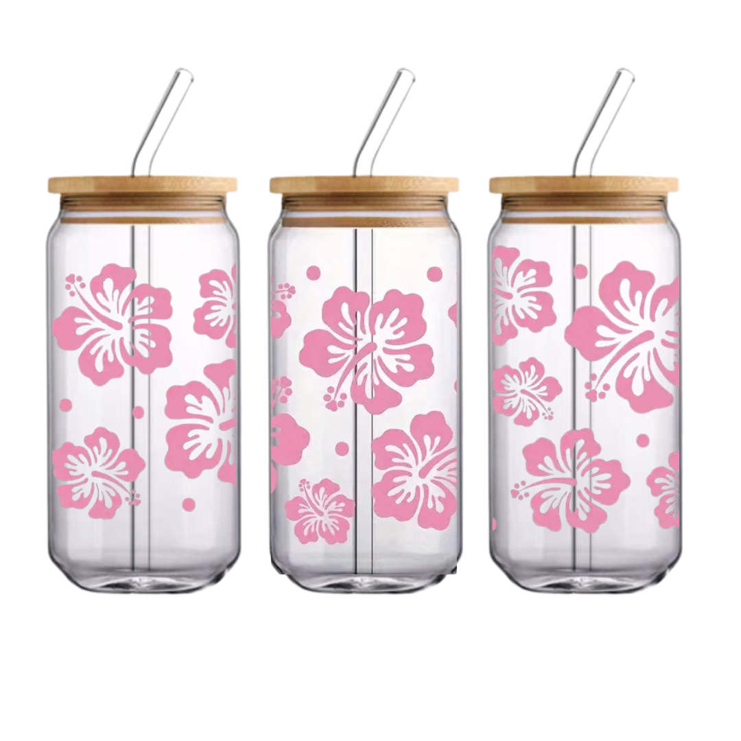 Pink Flor de Maga Cup Glass Can