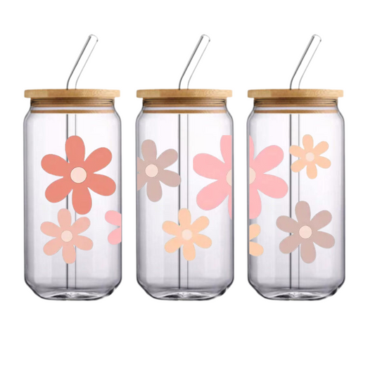 "Daisy flower" Cup Glass Can